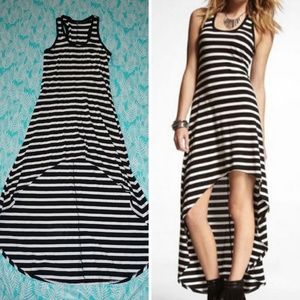 Sassy Express Black & White Striped High Low Dress